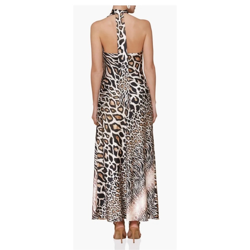Avec Les Filles Animal Print Halter Maxi Dress Leopard Zebra Tiger Gown 8 - Picture 2 of 16